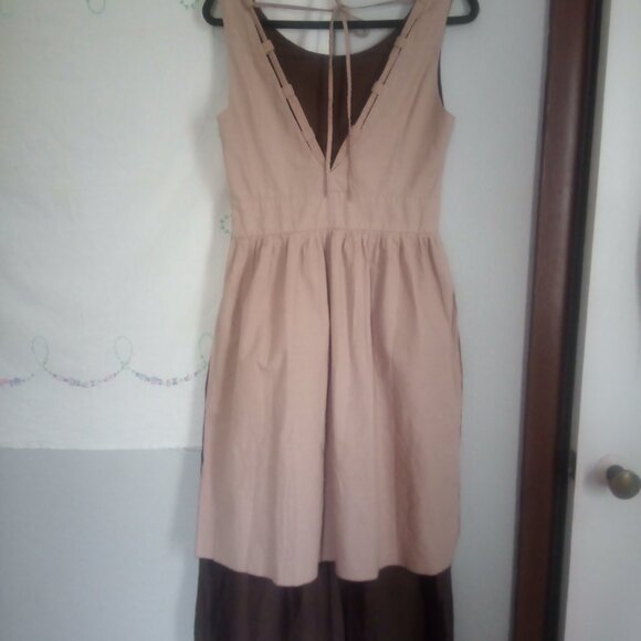 Brown beige linen apron dress Aya Sacredwear SMALL - Picture 3 of 6